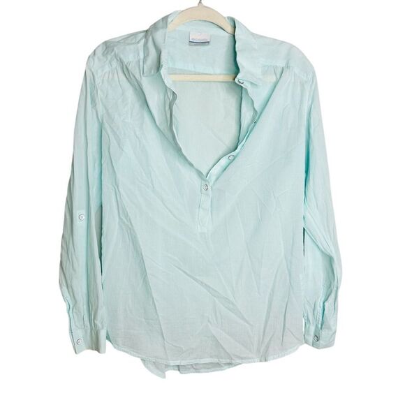 EUC Columbia Blue Botton Front Top Medium - Picture 1 of 5